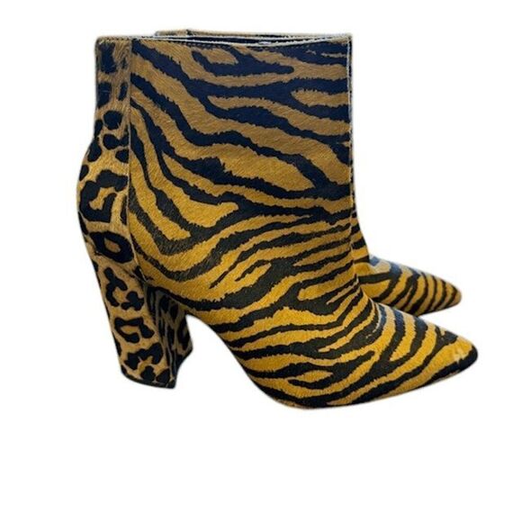 Charles David Micro Bootie Tiger Print w Leopard Heel Leather Calf Hair Size 8.5 - Picture 3 of 12